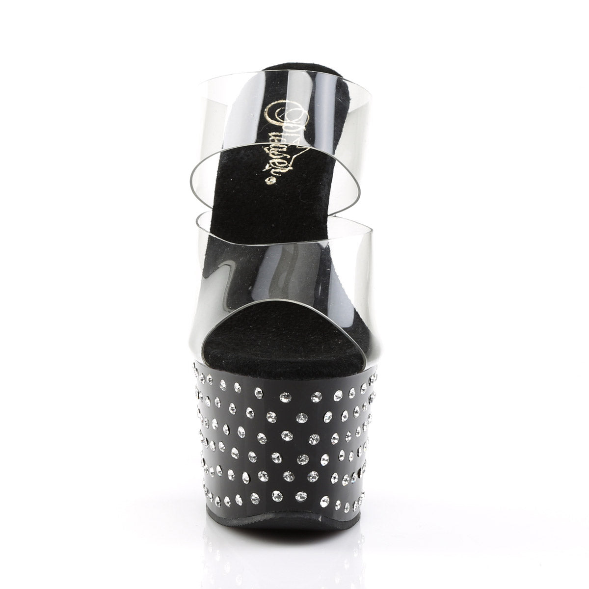 Pleaser Rhinestone Platform Stiletto Dual Strap Slide Mules High Heels Shoes STARDUST/702 Secondary image
