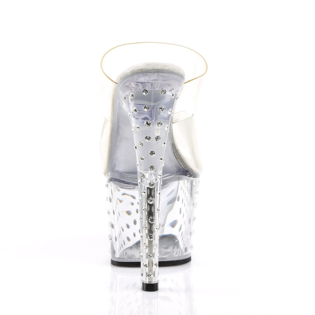 Rhinestone Platform Stiletto Dual Strap Slide Mules High Heels Shoes Pleaser Pleaser STARDUST/702