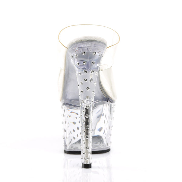 Rhinestone Platform Stiletto Dual Strap Slide Mules High Heels Shoes Pleaser Pleaser STARDUST/702