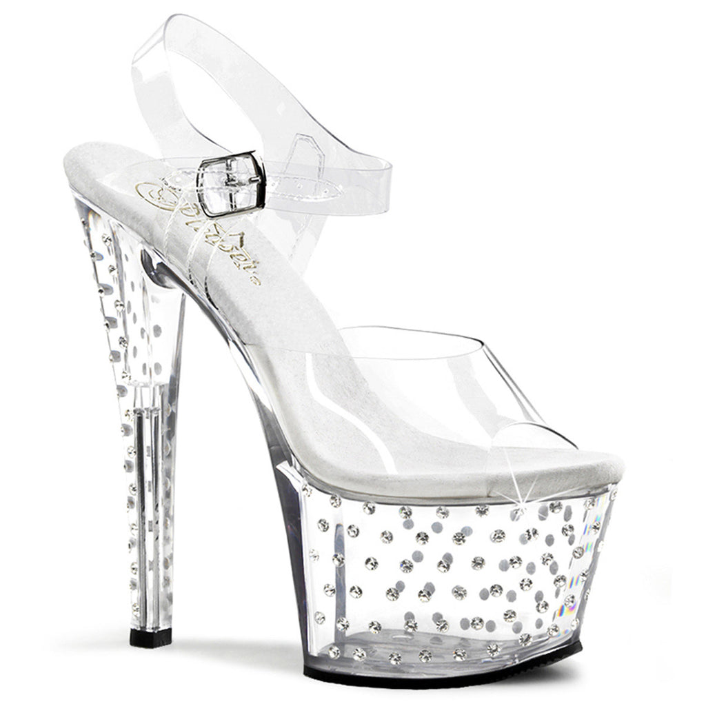 Rhinestone Platform Ankle Strap High Heels Shoes STARDUST/708 Pleaser  STARDUST/708