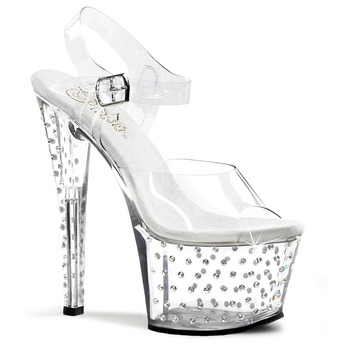 Rhinestone Platform Ankle Strap High Heels Shoes STARDUST/708 Pleaser  STARDUST/708