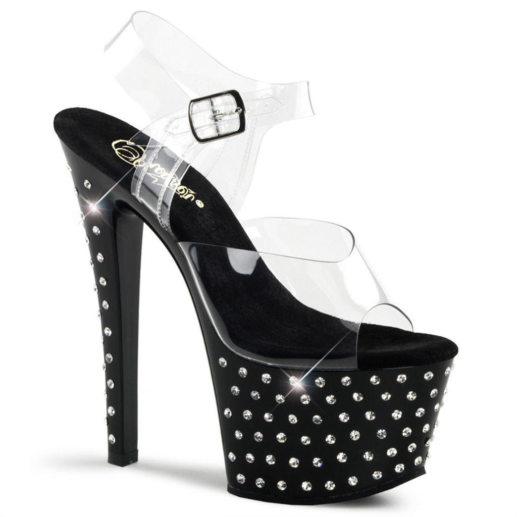 Rhinestone Platform Ankle Strap High Heels Shoes STARDUST/708 Pleaser  STARDUST/708