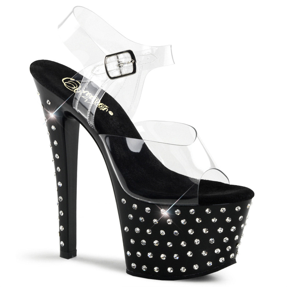 Rhinestone Platform Ankle Strap High Heels Shoes STARDUST/708 Pleaser  STARDUST/708