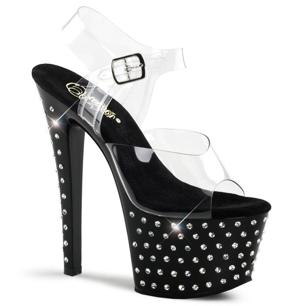 Rhinestone Platform Ankle Strap High Heels Shoes STARDUST/708 Pleaser  STARDUST/708