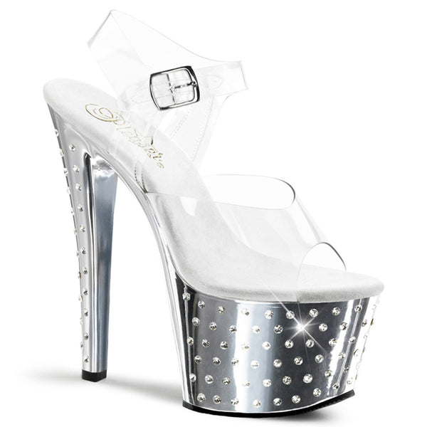 Rhinestone Platform Ankle Strap High Heels Shoes STARDUST/708 Pleaser  STARDUST/708