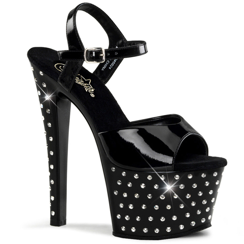 Rhinestone Studded Platform Stiletto Ankle Sandal High Heels Shoes Pleaser Pleaser STARDUST/709