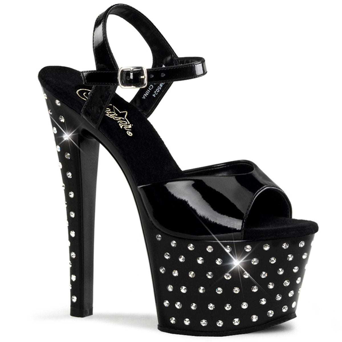 Rhinestone Studded Platform Stiletto Ankle Sandal High Heels Shoes Pleaser Pleaser STARDUST/709