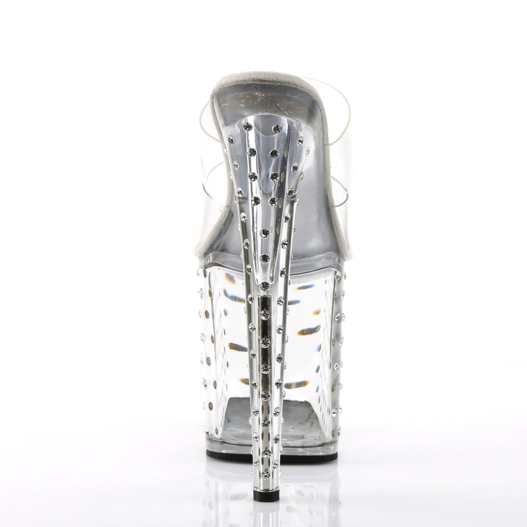Rhinestone Platform Stiletto Dual Strap Slide Mules High Heels Shoes Pleaser Pleaser STARDUST/802