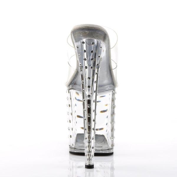 Rhinestone Platform Stiletto Dual Strap Slide Mules High Heels Shoes Pleaser Pleaser STARDUST/802