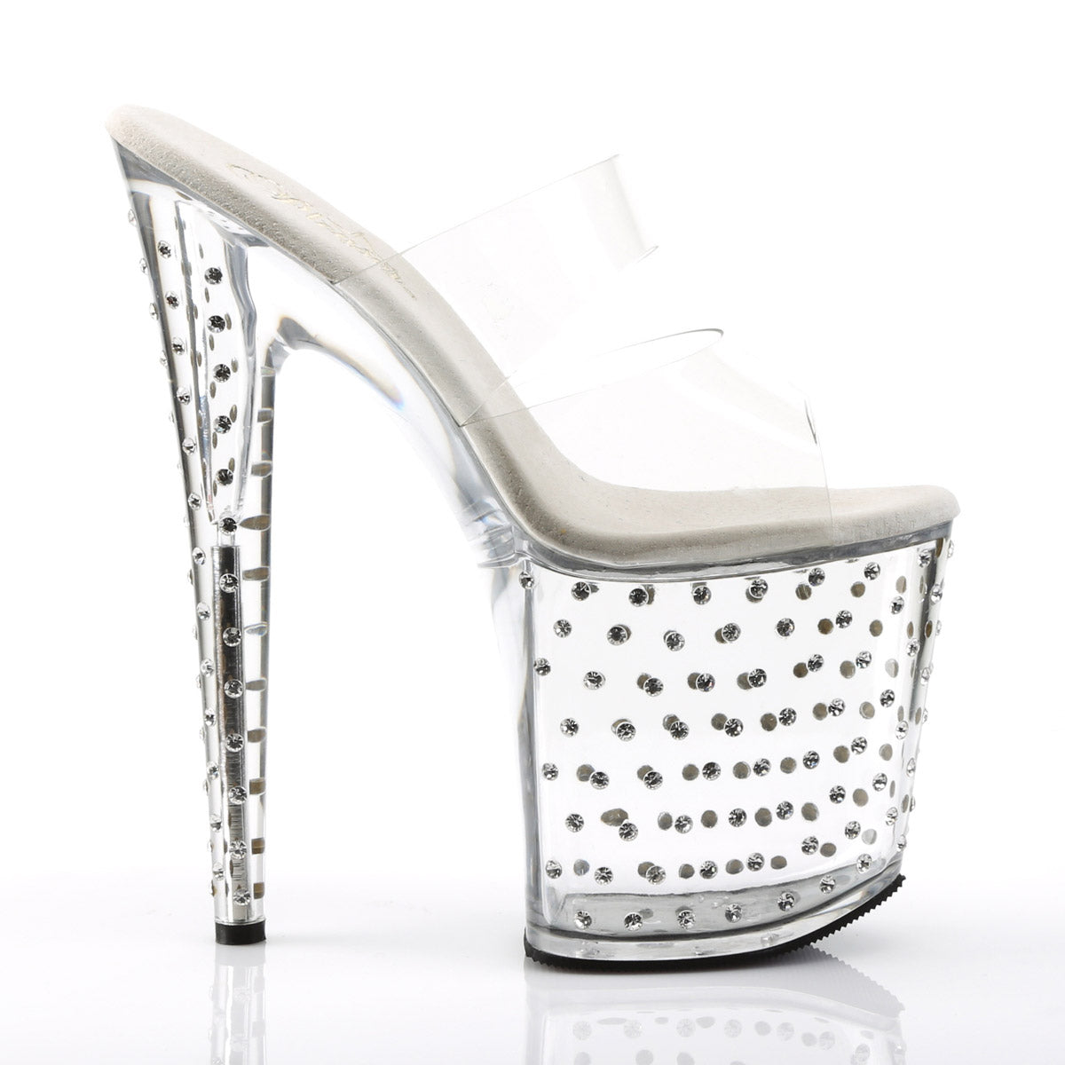 Rhinestone Platform Stiletto Dual Strap Slide Mules High Heels Shoes Pleaser Pleaser STARDUST/802