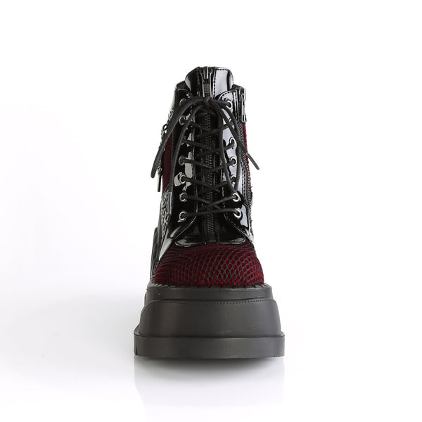 4" Pf Lace-Up Wedge Bootie, Inside Zip Pleaser Demonia STOMP/18