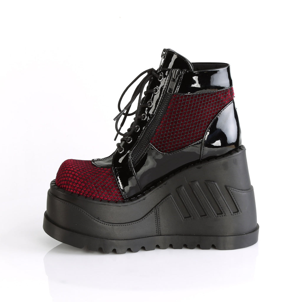 4" Pf Lace-Up Wedge Bootie, Inside Zip Pleaser Demonia STOMP/18