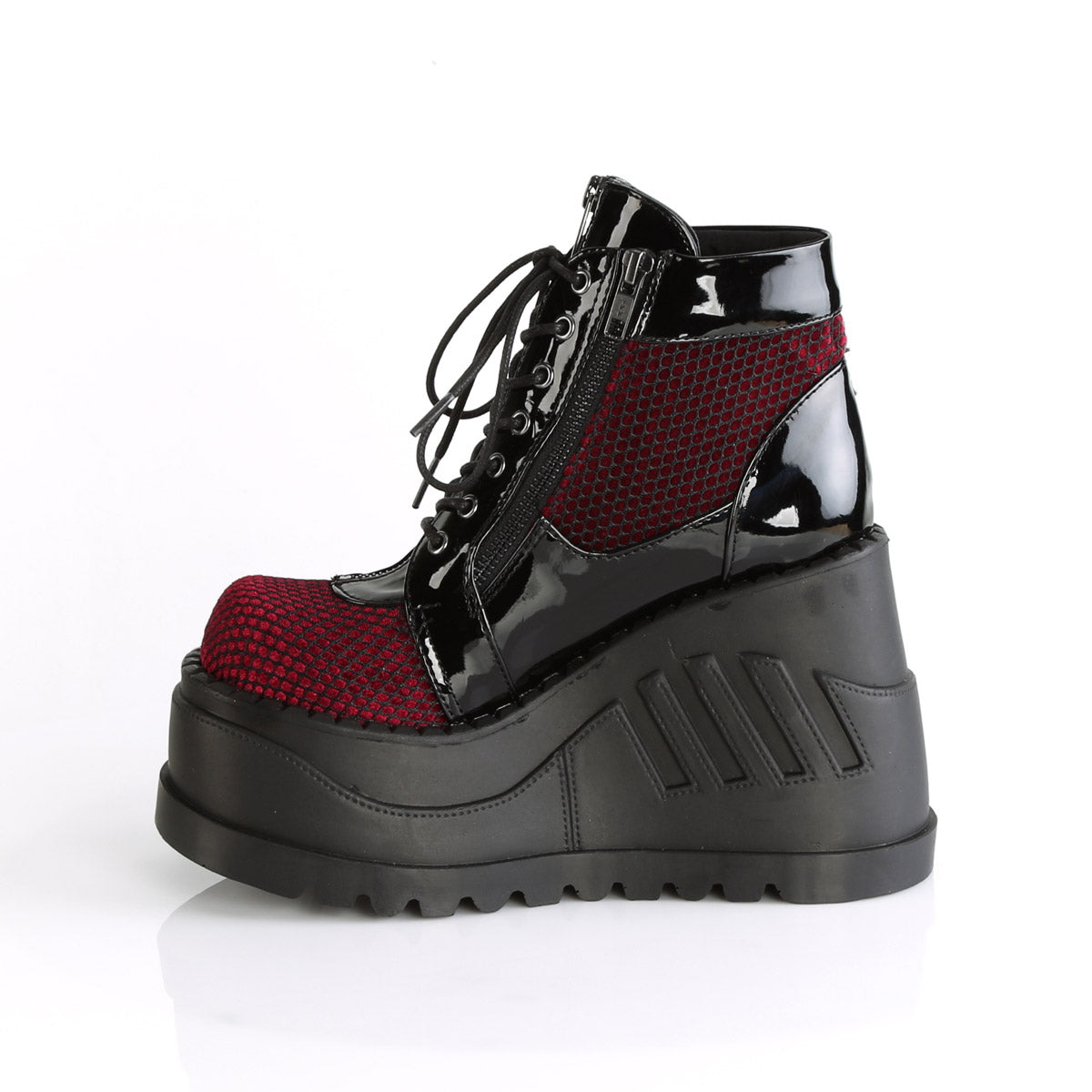 4" Pf Lace-Up Wedge Bootie, Inside Zip Pleaser Demonia STOMP/18