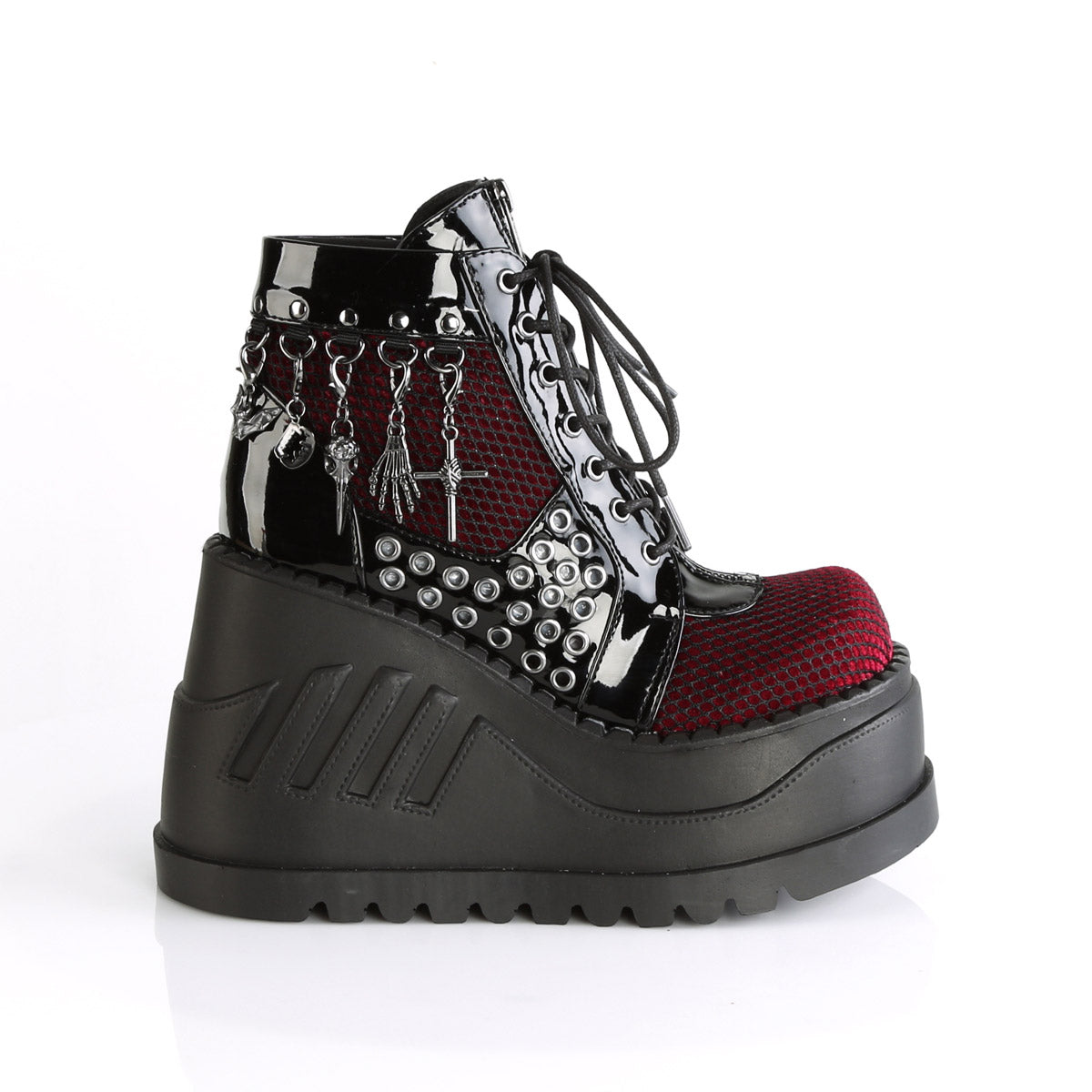 4" Pf Lace-Up Wedge Bootie, Inside Zip Pleaser Demonia STOMP/18