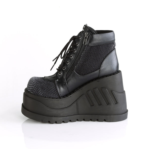 4" Pf Lace-Up Wedge Bootie, Inside Zip Pleaser Demonia STOMP/18