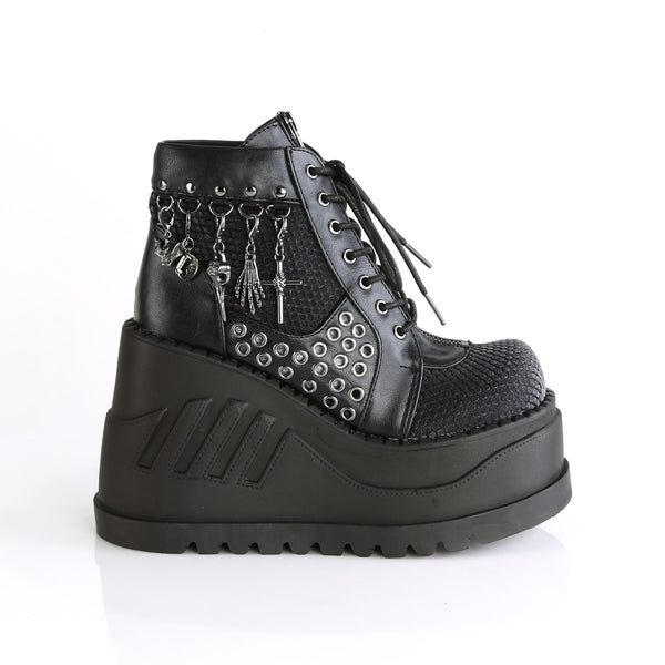 4" Pf Lace-Up Wedge Bootie, Inside Zip Pleaser Demonia STOMP/18