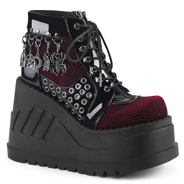 4" Pf Lace-Up Wedge Bootie, Inside Zip Pleaser Demonia STOMP/18