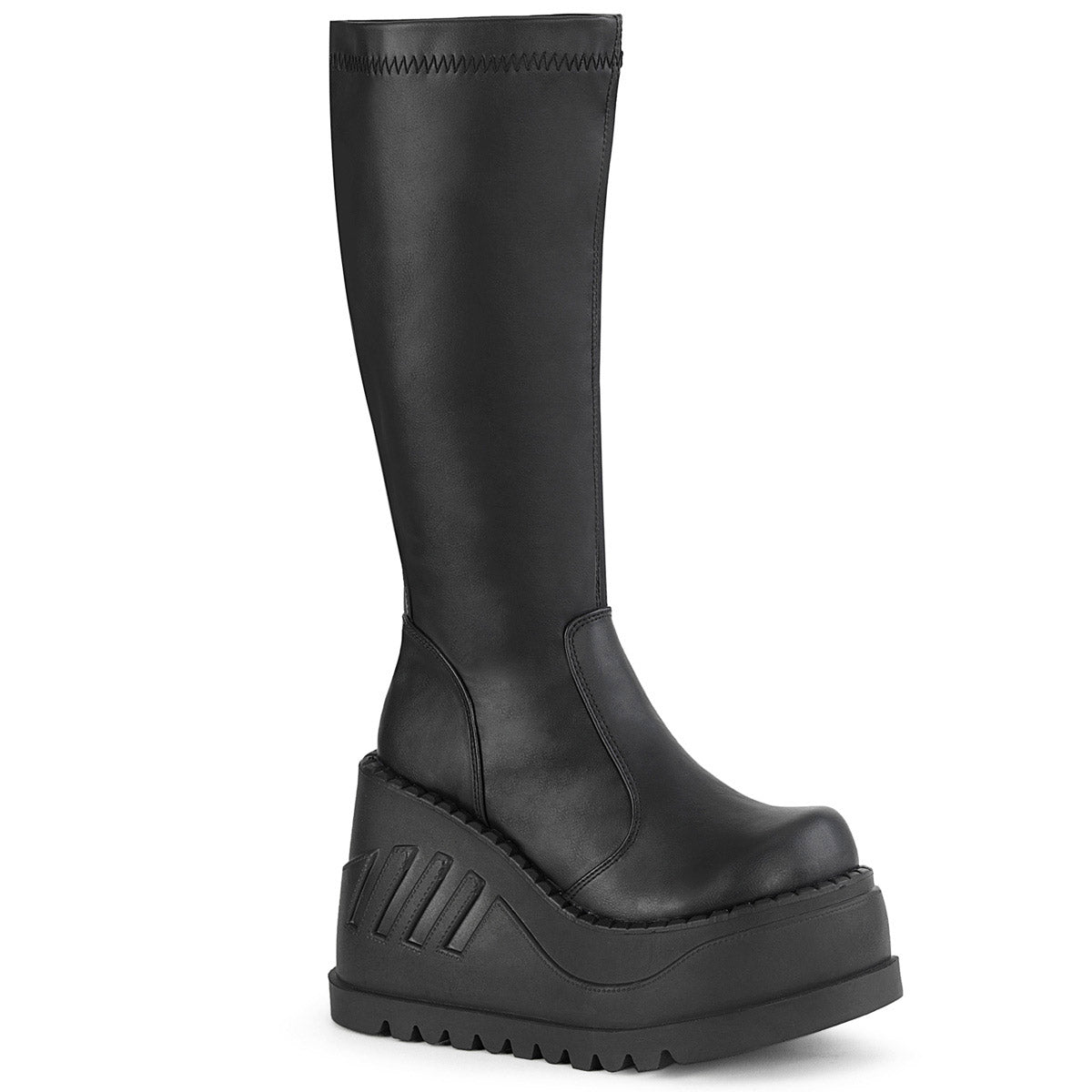 Demonia 4" Wedge PF STR Knee High Boot, Back Zip STOMP/200 Secondary image