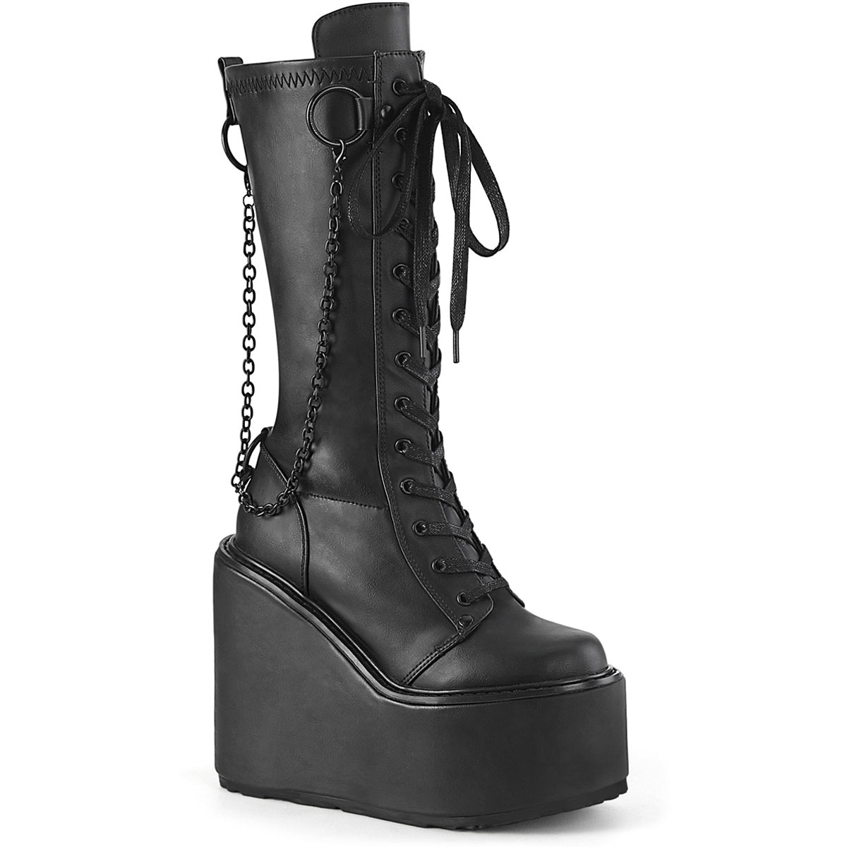 5 1/2" Pf Lace-Up Knee High Boot, Side Zip Pleaser Demonia SWI150/BVL Main image