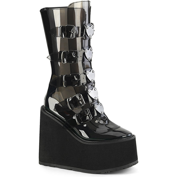 5 1/2" Pf Mid-Calf Boot W/5 Buckle Straps, Back Metal Zip Pleaser Demonia SWING/230C
