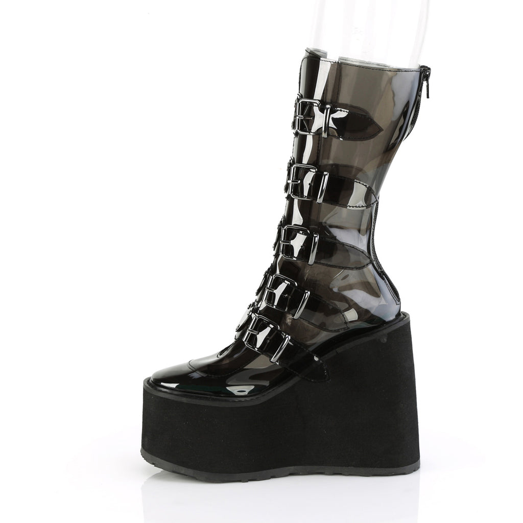 5 1/2" Pf Mid-Calf Boot W/5 Buckle Straps, Back Metal Zip Pleaser Demonia SWING/230C