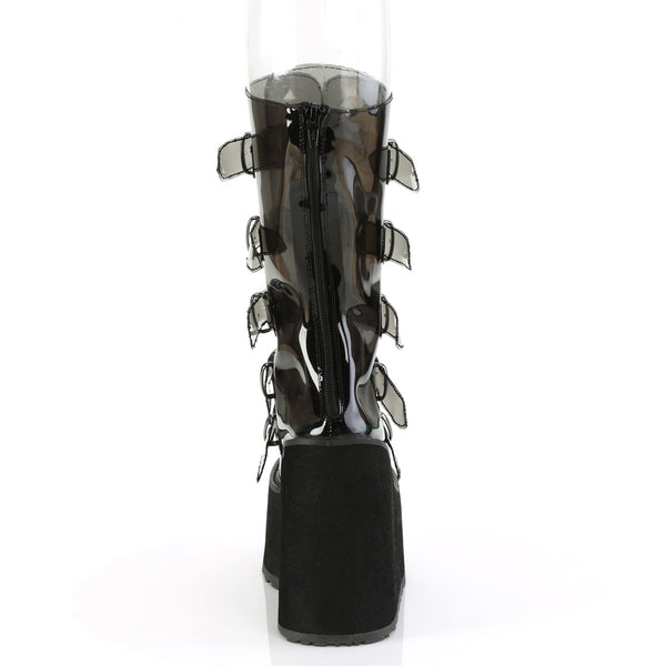 5 1/2" Pf Mid-Calf Boot W/5 Buckle Straps, Back Metal Zip Pleaser Demonia SWING/230C