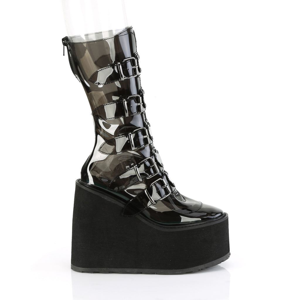 5 1/2" Pf Mid-Calf Boot W/5 Buckle Straps, Back Metal Zip Pleaser Demonia SWING/230C
