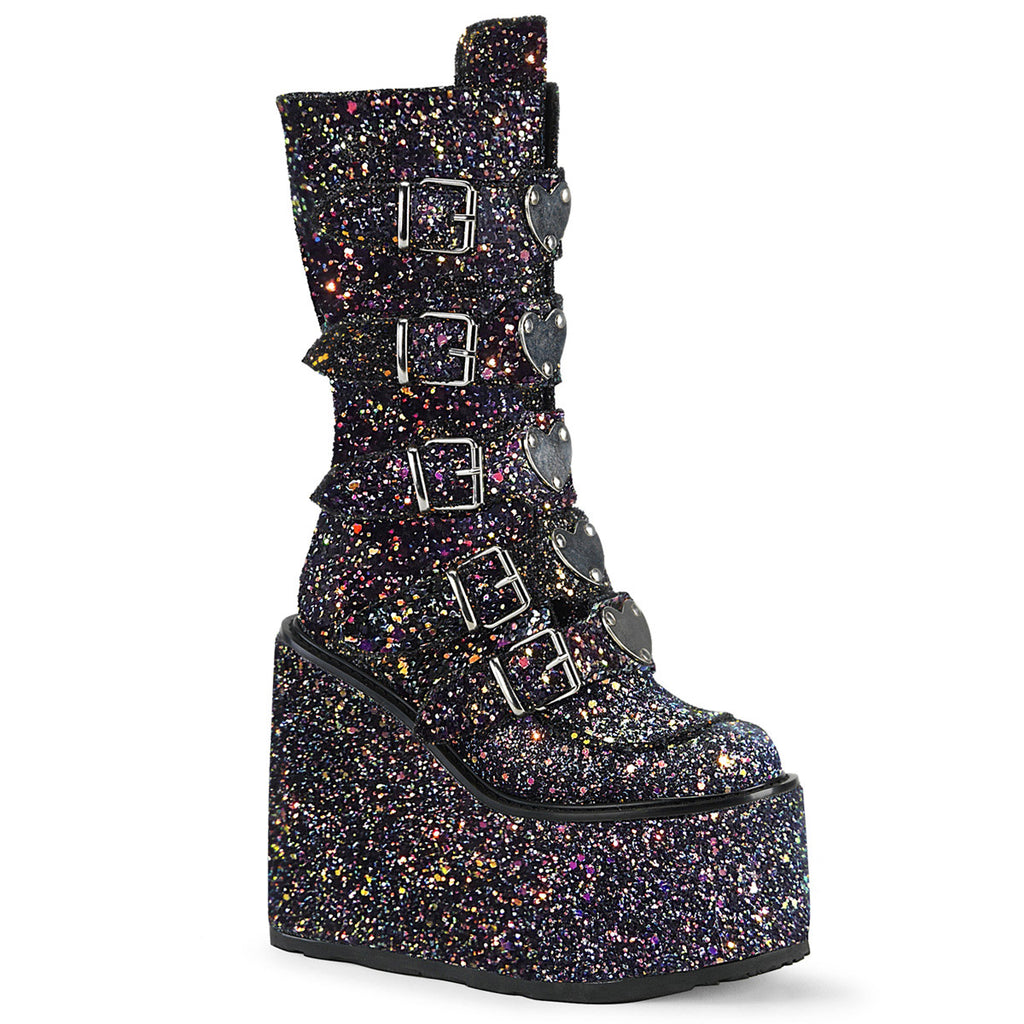 5 1/2" PF Mid-Calf Boot w/ 5 Buckle Straps, Back Metal Zip Pleaser Demonia SWING/230G