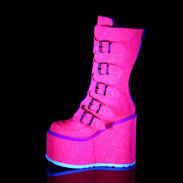 5 1/2" PF Mid-Calf Boot w/ 5 Buckle Straps, Back Metal Zip Pleaser Demonia SWING/230G