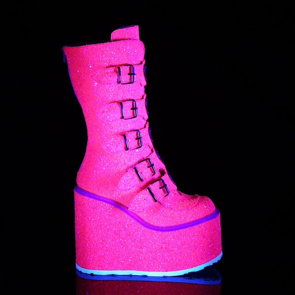 5 1/2" PF Mid-Calf Boot w/ 5 Buckle Straps, Back Metal Zip Pleaser Demonia SWING/230G