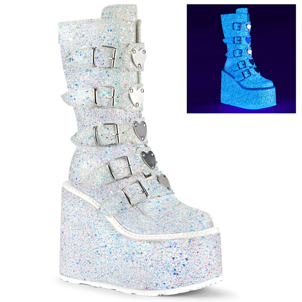 5 1/2" PF Mid-Calf Boot w/ 5 Buckle Straps, Back Metal Zip Pleaser Demonia SWING/230G