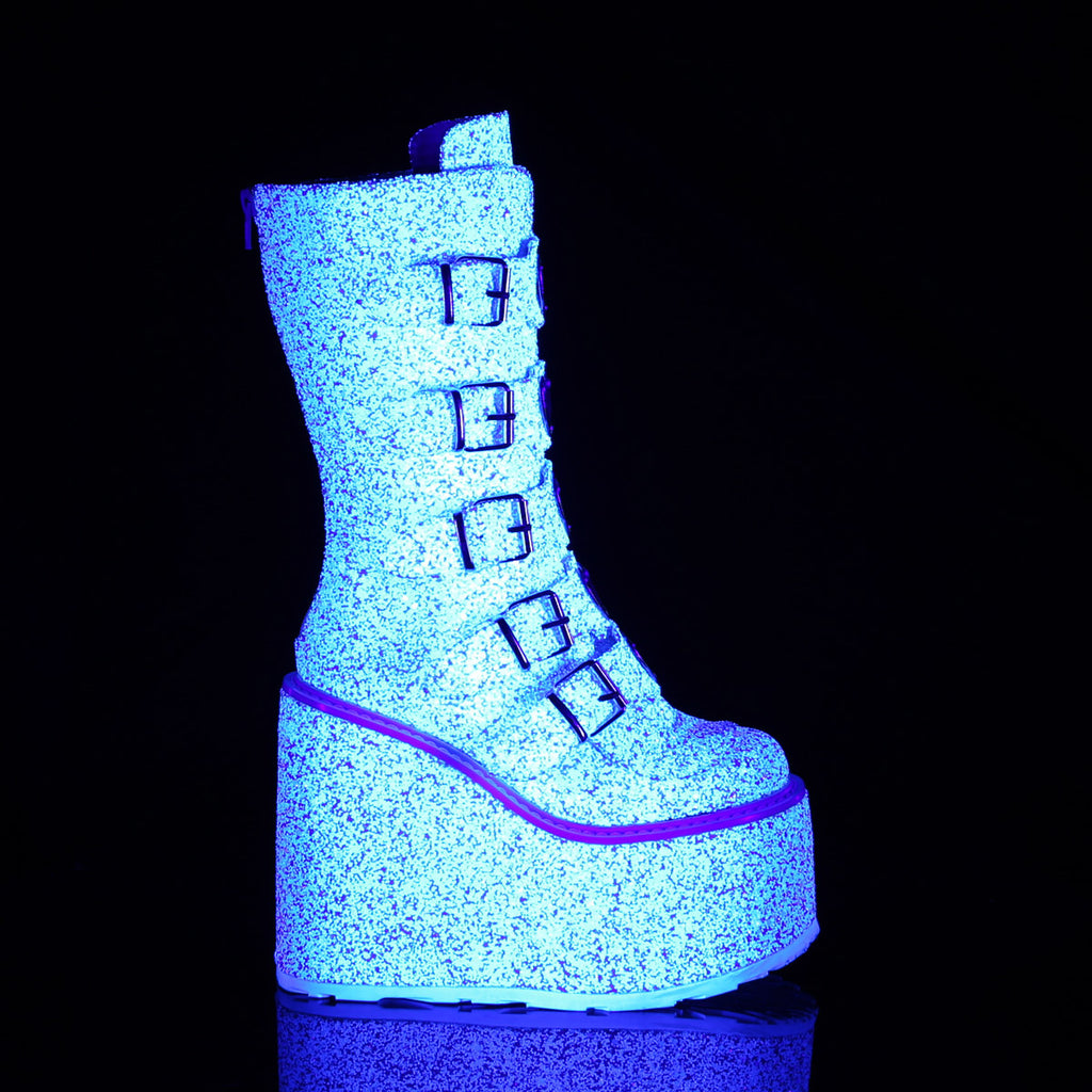 5 1/2" PF Mid-Calf Boot w/ 5 Buckle Straps, Back Metal Zip Pleaser Demonia SWING/230G