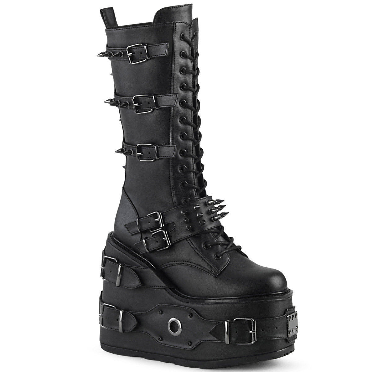 5 1/2" PF Lace-Up Mid-Calf Boot, Side Zip Pleaser Demonia SWING/327 Main image