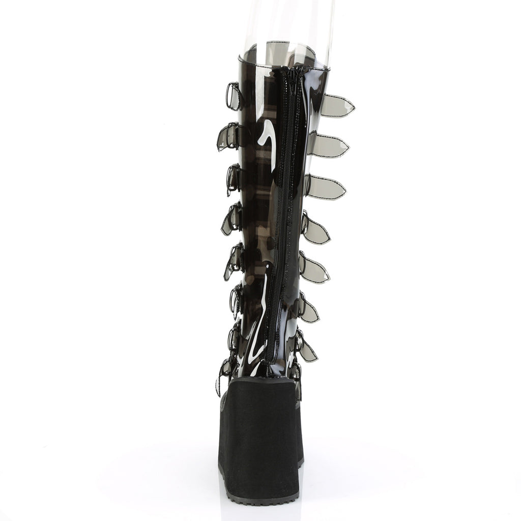 5 1/2" Pf Knee High Boot W/ 8 Buckle Straps, Back Metal Zip Pleaser Demonia SWING/815C
