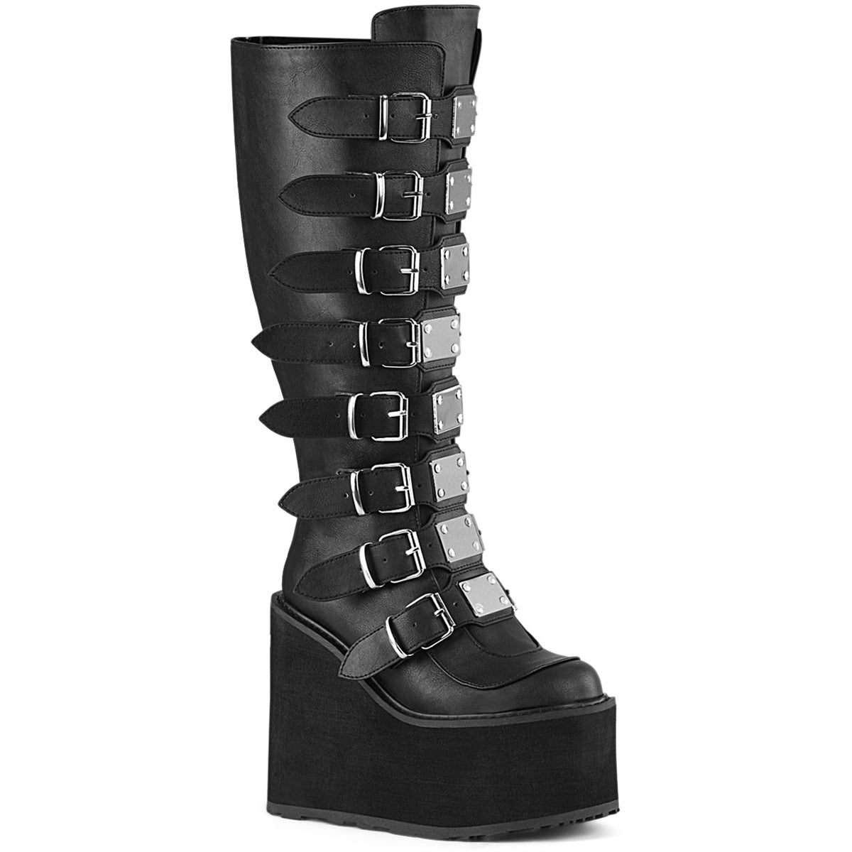 5 1/2" Pf Wide Calf Knee Boot W/ Buckle Straps, Back Zip Pleaser Demonia SWI815WC/BVL Main image