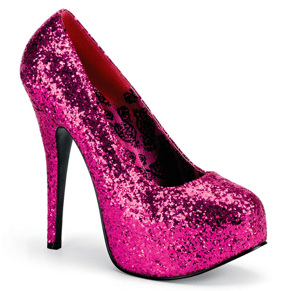 5 3/4" Heel, 1 3/4" Hidden PF Wide Width Pump H. Pink Glitter Pleaser Pleaser Pink Label TEEZE/06GW Main image