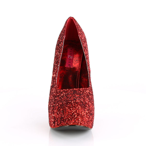 5 3/4" Heel, 1 3/4" Hidden PF Wide Width Pump Red Glitter Pleaser Pleaser Pink Label TEEZE/06GW
