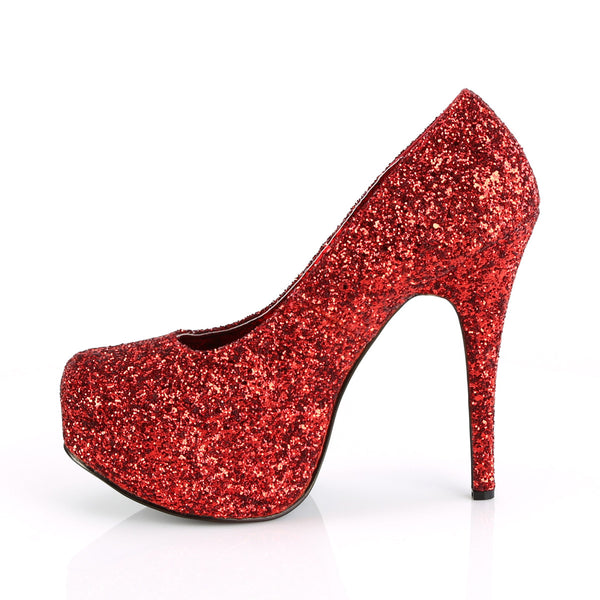5 3/4" Heel, 1 3/4" Hidden PF Wide Width Pump Red Glitter Pleaser Pleaser Pink Label TEEZE/06GW