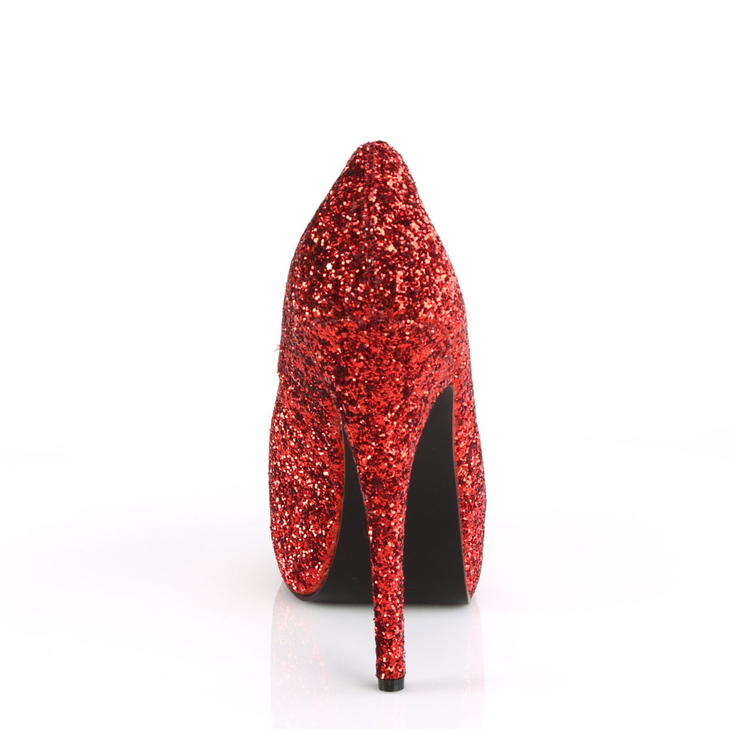 5 3/4" Heel, 1 3/4" Hidden PF Wide Width Pump Red Glitter Pleaser Pleaser Pink Label TEEZE/06GW