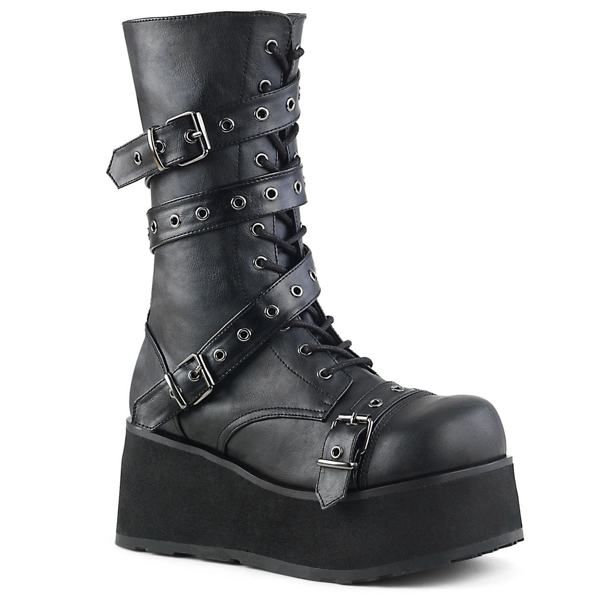 Lace Up Rivet Buckle Strap Extreme Platform Cap Toe Ankle Boots Shoes Pleaser Demonia TRASHVILLE/205 Main image