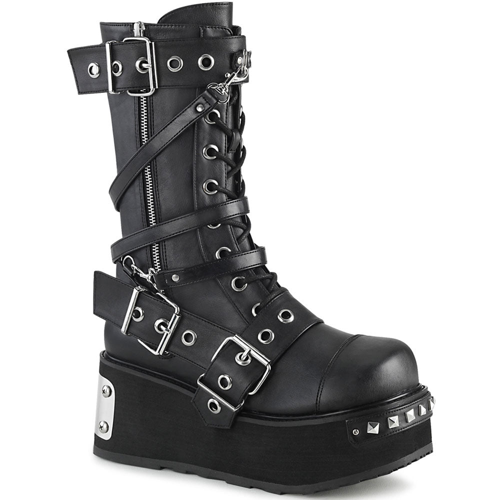 3" Pf Mid-Calf Boot W/ Wrap Around Straps, Outside Zip Pleaser Demonia TRASHVILLE/250 Main image