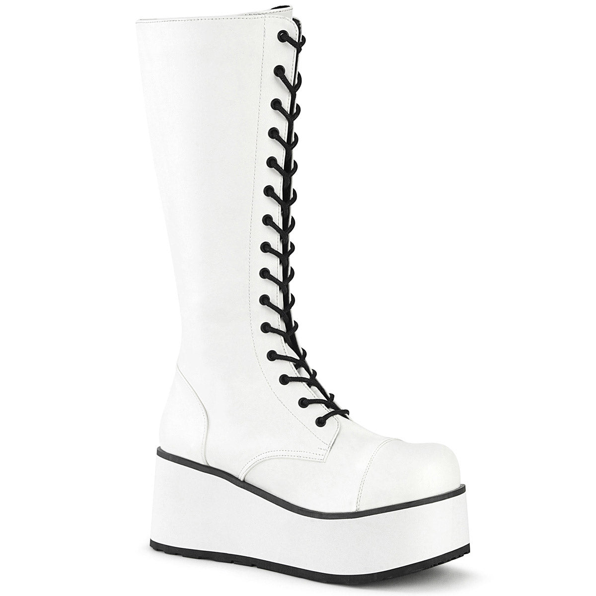 3" PF Lace-Up Knee High Boots, Side Zip Pleaser Demonia TRASHVILLE/502