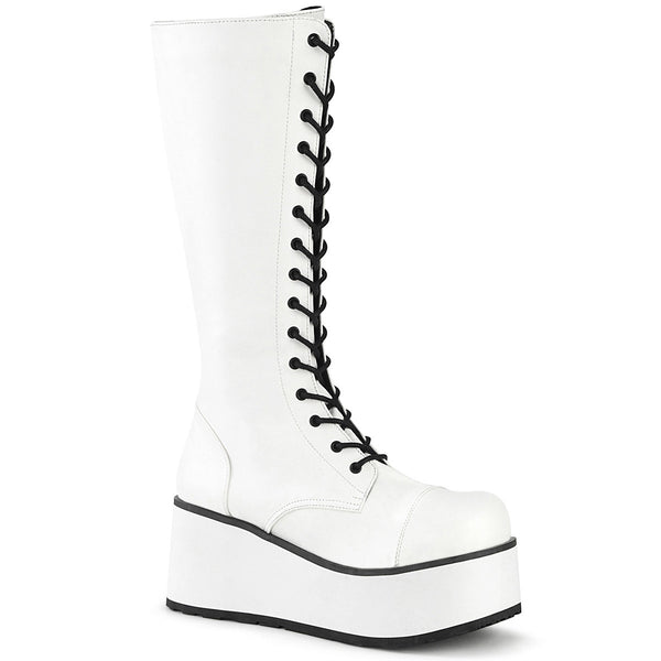 3" PF Lace-Up Knee High Boots, Side Zip Pleaser Demonia TRASHVILLE/502