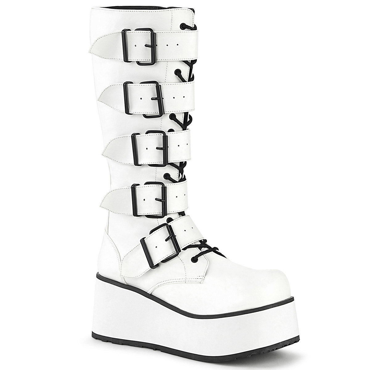 3" PF Lace-Up Knee High Boots, Side Zip Pleaser Demonia TRASHVILLE/518