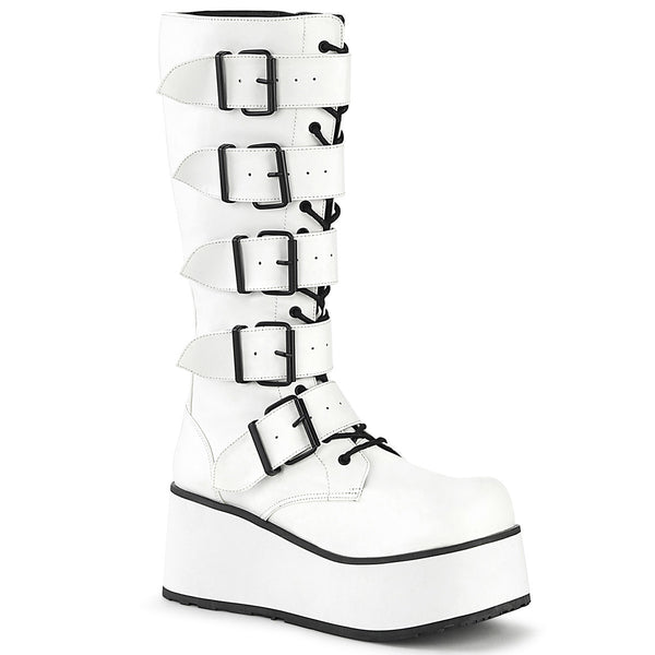 3" PF Lace-Up Knee High Boots, Side Zip Pleaser Demonia TRASHVILLE/518