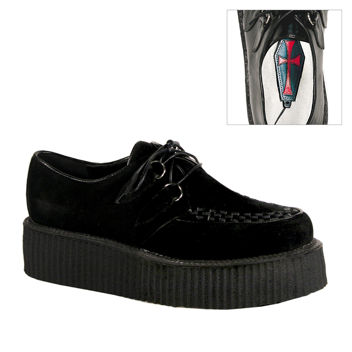 Goth Punk Rockabilly Blucher Faux Suede Platform Creeper Boots Shoes Pleaser Demonia V/CREEPER/502S Main image