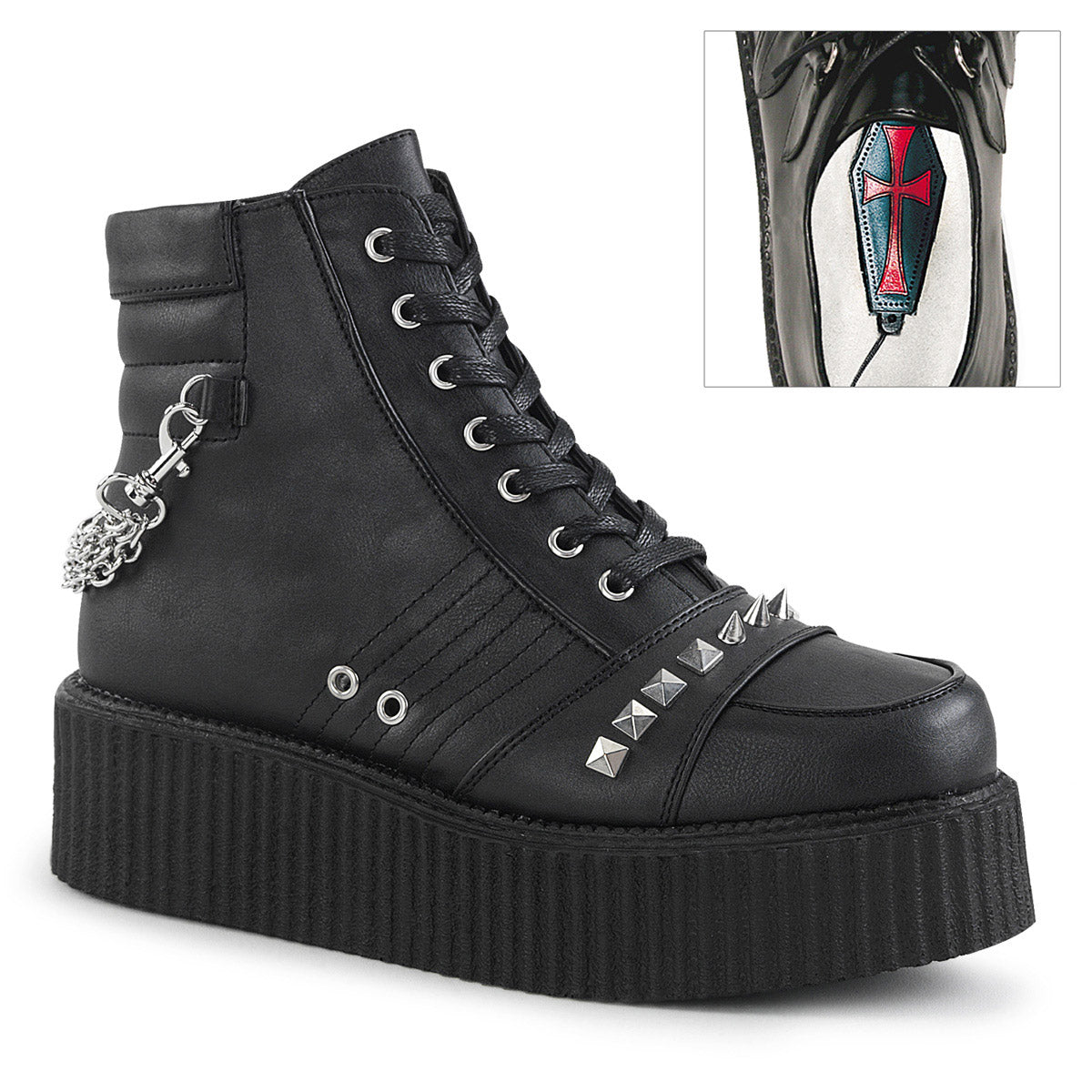2" PF Oxford Creeper Bootie, Side Zip Pleaser Demonia V/CREEPER/565 Main image