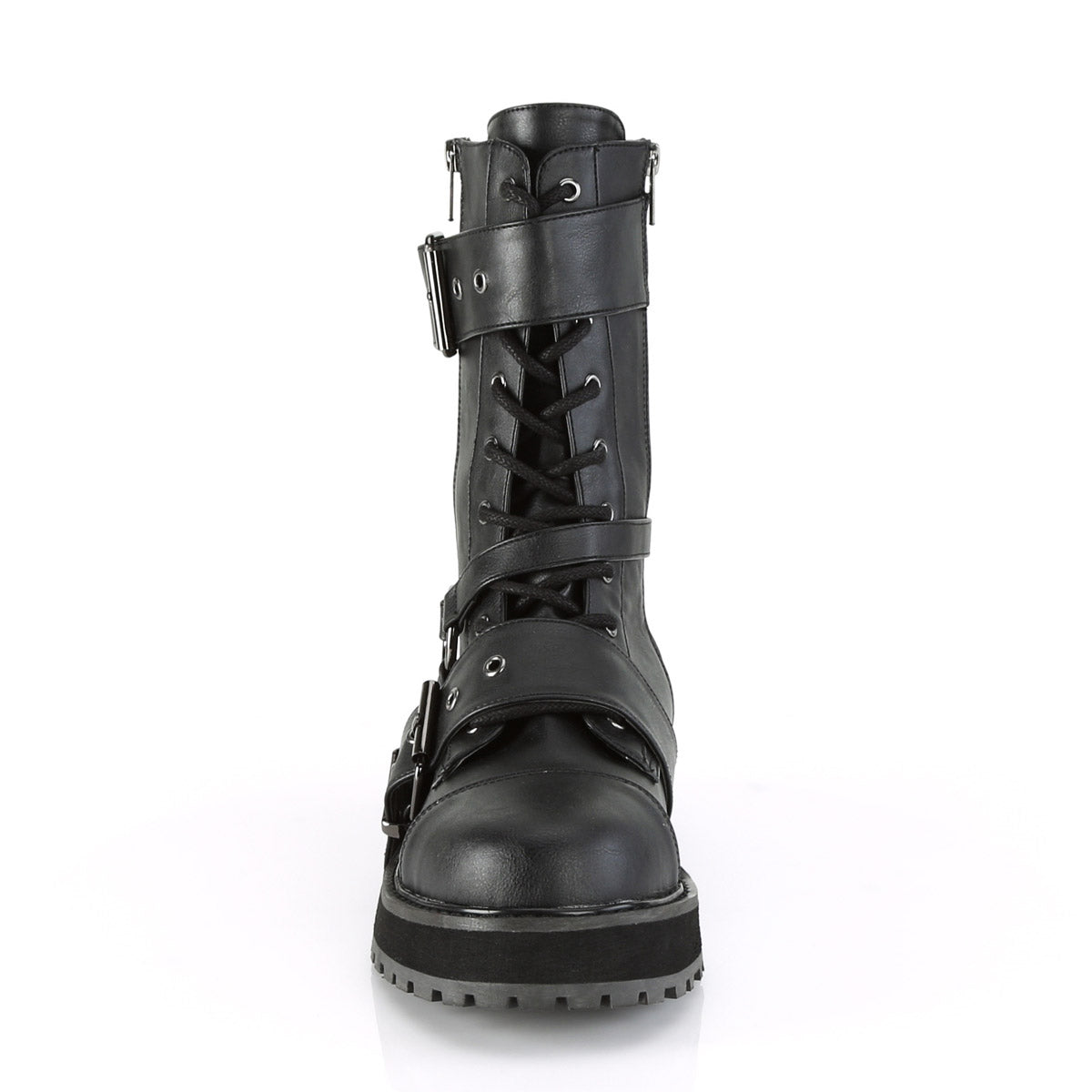 1 1/2" Platform Lace-Up Mid-Calf Boot, Side Zip Pleaser Demonia VALOR/220