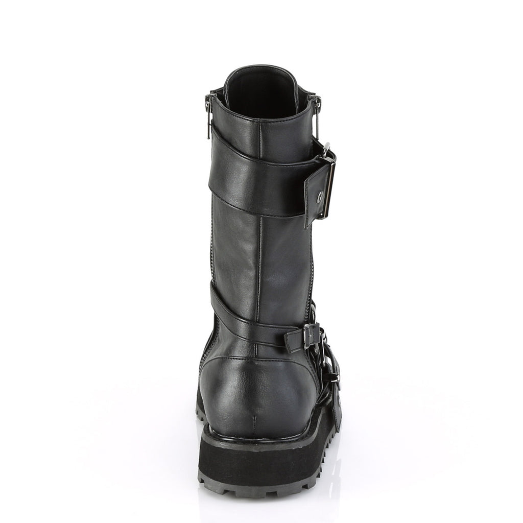 1 1/2" Platform Lace-Up Mid-Calf Boot, Side Zip Pleaser Demonia VALOR/220