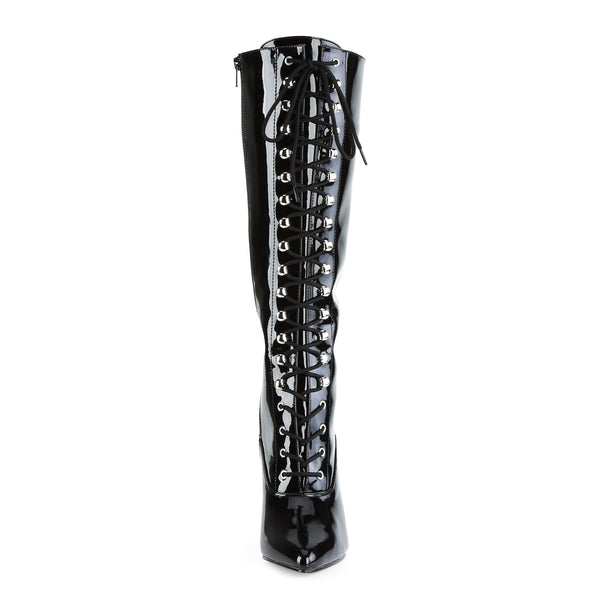 Side Zip Lace Up Pointed Toe Stiletto Heel Knee High Boots Shoes Pleaser Pleaser VANITY/2020